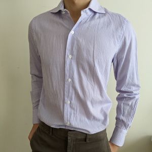 FINAMORE Spread Collar Shirt, Lavender (15.5/39)